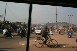 Boda boda motorbikes in Kampala. Photo by Jennifer O'Brien.